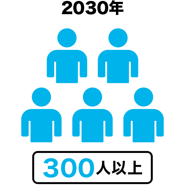 2030年300人以上